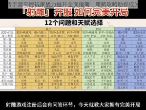 射雕英雄传手游平民玩家战力提升全面指南：策略攻略助你成为巅峰强者