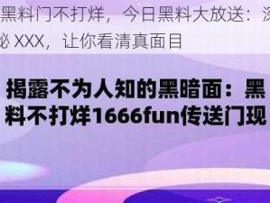 HL 黑料门不打烊，今日黑料大放送：深度揭秘 XXX，让你看清真面目