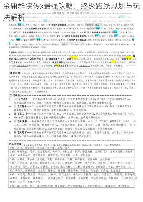 金庸群侠传x最强攻略：终极路线规划与玩法解析