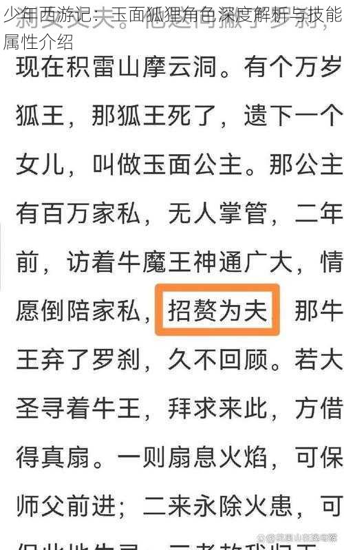 少年西游记：玉面狐狸角色深度解析与技能属性介绍