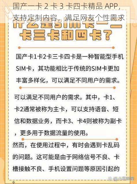 国产一卡 2 卡 3 卡四卡精品 APP，支持定制内容，满足网友个性需求