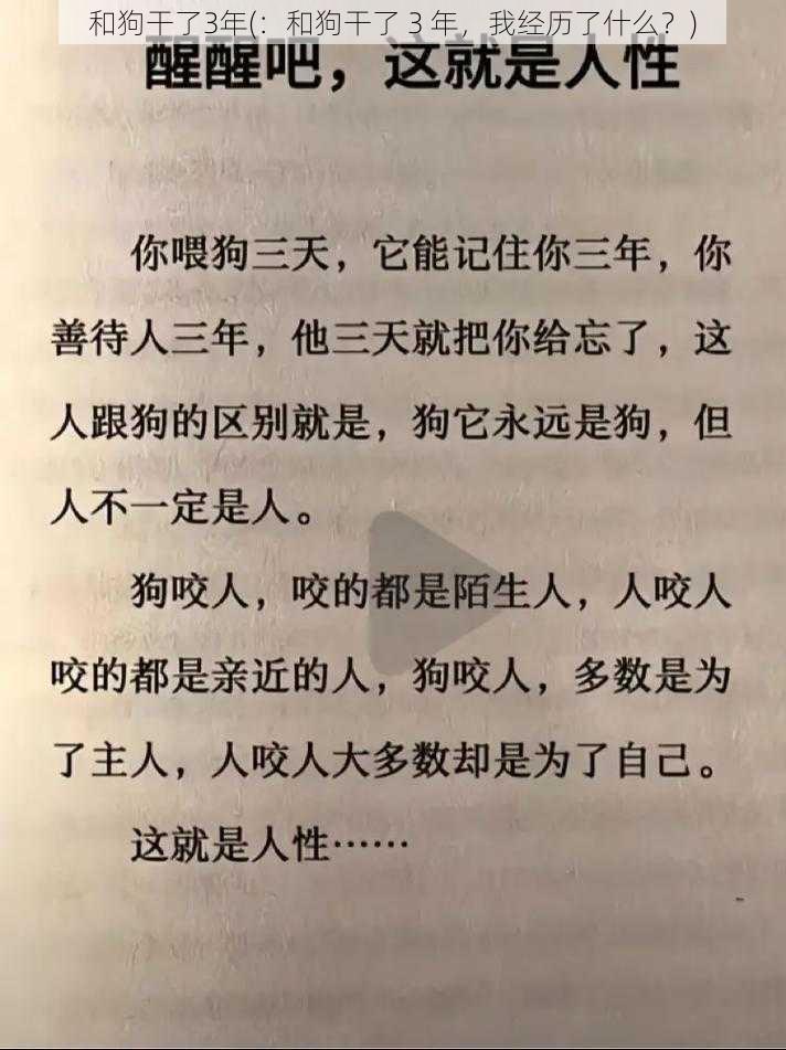 和狗干了3年(：和狗干了 3 年，我经历了什么？)