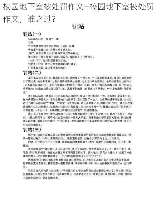 校园地下室被处罚作文—校园地下室被处罚作文，谁之过？