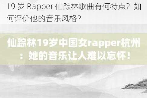 19 岁 Rapper 仙踪林歌曲有何特点？如何评价他的音乐风格？