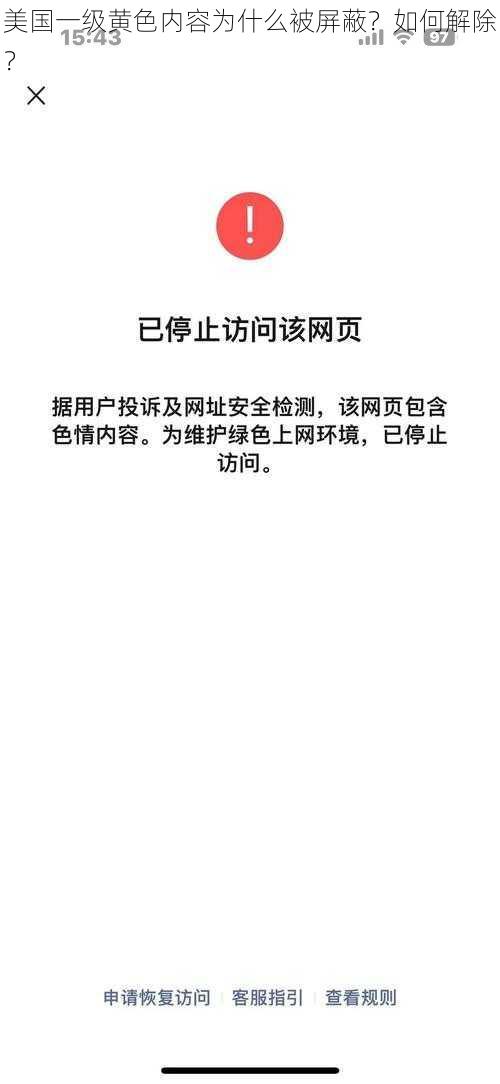 美国一级黄色内容为什么被屏蔽？如何解除？