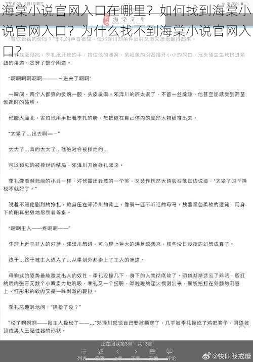 海棠小说官网入口在哪里？如何找到海棠小说官网入口？为什么找不到海棠小说官网入口？